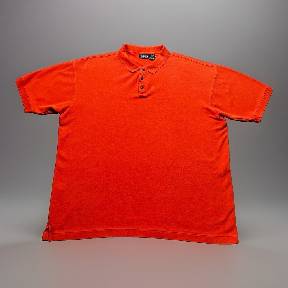 Vintage Patagonia Mens XL Orange Organic Cotton Short Sleeve Polo Shirt 52822